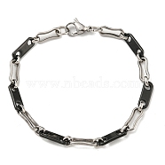 Two Tone 304 Stainless Steel Oval Link Chain Bracelet, Black, 8-3/4 inch(22.3cm), Wide: 5.5mm(BJEW-B078-41BP)