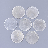 Capiz Shell Pendants, Flat Round, WhiteSmoke, 35x1mm, Hole: 1.5mm(SHEL-S276-23A)