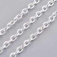 Iron Cable Chains, Unwelded, with Spool, Oval, Lead Free, Silver Color Plated, 5x3x1mm, about 328.08 Feet(100m)/roll(CH-S080-S-LF)