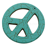 Synthetic Howlite Big Pendants, Dyed, Peace Sign, Turquoise, 55x4mm, Hole: 1mm(X-TURQ-GP204-1)