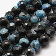 Faceted Natural Fire Crackle Agate Beads Strands, Round, Dyed & Heated, Light Blue, 10mm, Hole: 1.5mm, about 38pcs/strand, 14 inch(35.6cm)(G-F447-10mm-A14)