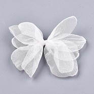 Bowknot Organza Ornament Accessories, For DIY Jewelry Making Craft, White, 85~92x37~50mm(FIND-S303-04M-1)