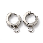 201 Stainless Steel Huggie Hoop Earrings Findings, with Vertical Loop, with 316 Surgical Stainless Steel Earring Pins, Ring, Stainless Steel Color, 11x3mm, Hole: 2.7mm, Pin: 1mm(STAS-A167-01L-P)
