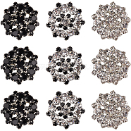 12Pcs 3 Colors 1-Hole Alloy Rhinestone Shank Buttons, Flower, Platinum, Mixed Color, 22mm, 4pcs/color(BUTT-GF0003-64)