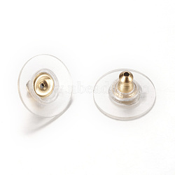 304 Stainless Steel Bullet Clutch Earring Backs, with Plastic Pads, Ear Nuts, Golden, 12x12x6mm, Hole: 1mm, Fit For 0.6~0.8mm Pin(X-STAS-T004-10G)