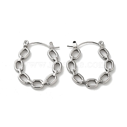 Non-Tarnish 304 Stainless Steel Hoop Earrings for Women, Hollow Oval, Stainless Steel Color, 24.5x23x2mm(EJEW-Z026-24P)