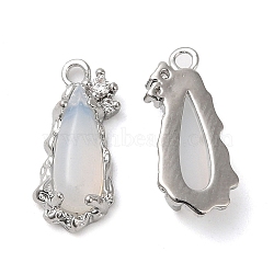 Brass Micro Pave Cubic Zirconia Pendants, with Glass Finding, Nickel Free, Teardrop, WhiteSmoke, 15.4x6.9x3.6mm, Hole: 1.2mm(KK-C028-12P-01)