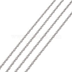 304 Stainless Steel Ball Chains, 1:1 Rice and Round, Stainless Steel Color, 1.5mm(CHS-A002D-1.5mm)