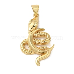 Brass Pendant, Real 18K Gold Plated, Snake, 29.5x17.5x3.5mm, Hole: 5.5x3.5mm(KK-R162-036A-G)