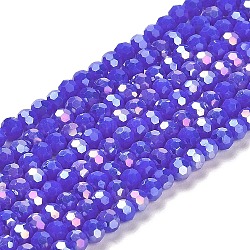 Opaque Glass Beads Stands, AB Color, Faceted(32 Facets), Round, Mauve, 3.5x3mm, Hole: 1mm, about 168~169pcs/strand, 19.09~19.17 inch(48.5~48.7cm)(EGLA-A035-P3mm-B07)