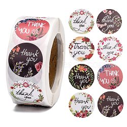 1 Inch Thank You Theme Self-Adhesive Paper Stickers, Gift Tag, for Party, Decorative Presents, Round, Colorful, 25mm, 500pcs/roll(DIY-K027-B04)