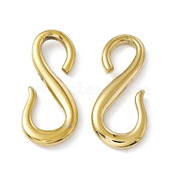Vacuum Plating 304 Stainless Steel S Hook Clasps, for Bracelets Making, Golden, 29x13x3mm, Hole: 5.5mm & 7mm(STAS-G278-44G)