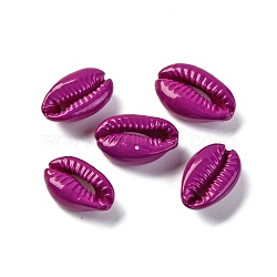 Baking Painted Cowrie Shell Beads, No Hole/Undrilled, Medium Violet Red, 14.5~22x9~15.5x6~9.5mm(SSHEL-M023-01F)