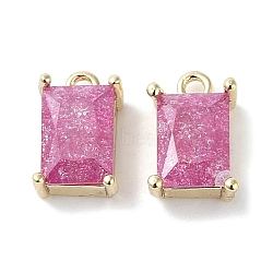 Brass Micro Pave Cubic Zirconia Charms, Real 18K Gold Plated, Rectangle, Camellia, 9.5x6x3mm, Hole: 1.2mm(KK-G491-31G-03)