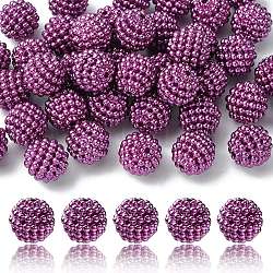 Imitation Pearl Acrylic Beads, Berry Beads, Combined Beads, Round, Purple, 12mm, Hole: 1.5mm(OACR-FS0001-45G)