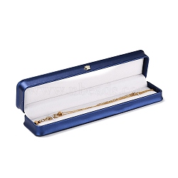 PU Leather Jewelry Box, with Resin Crown, for Necklace Packaging Box, Rectangle, Dark Blue, 5.6x24.2x3.8cm(CON-C012-01B)