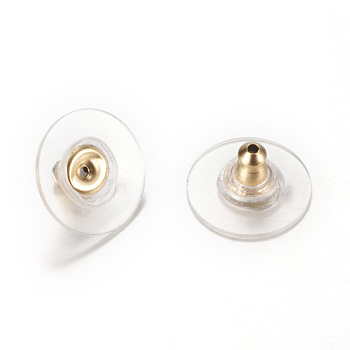 304 Stainless Steel Bullet Clutch Earring Backs, with Plastic Pads, Ear Nuts, Golden, 12x12x6mm, Hole: 1mm, Fit For 0.6~0.8mm Pin