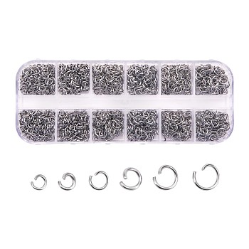 Mixed 304 Stainless Steel Jump Rings, Stainless Steel Color, 20~21 Gauge, 4~6x0.7~0.8mm, Inner Diameter: 2.6~4.4mm, about 10g/2compartment