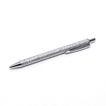 Gold Powder Press Ballpoint Pen, with Aluminium Handle, for School Supplies, Silver, 14.3x1.4x0.95cm