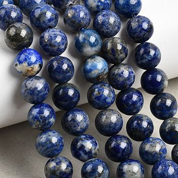 Natural Lapis Lazuli Beads Strands, Grade AB, Round, 8~8.5mm, Hole: 0.8mm, about 48~49pcs/strand, 15.35~15.55''(39~39.5cm)