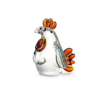 Handmade Lampwork 3D Rooster Figurines, for Home Office Desktop Decoration, Sienna, 40x40x55mm