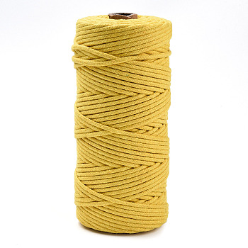 Cotton String Threads, Macrame Cord, Decorative String Threads, for DIY Crafts, Gift Wrapping and Jewelry Making, Yellow, 3mm, about 109.36 Yards(100m)/Roll.