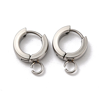 201 Stainless Steel Huggie Hoop Earrings Findings, with Vertical Loop, with 316 Surgical Stainless Steel Earring Pins, Ring, Stainless Steel Color, 11x3mm, Hole: 2.7mm, Pin: 1mm