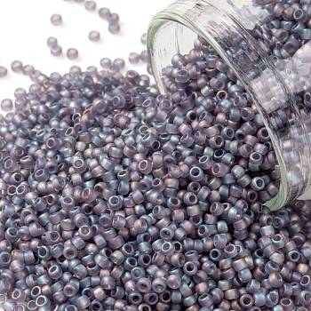 TOHO Round Seed Beads, Japanese Seed Beads, (166DF) Transparent AB Frost Light Tanzanite, 15/0, 1.5mm, Hole: 0.7mm, about 3000pcs/10g