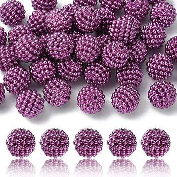 Imitation Pearl Acrylic Beads, Berry Beads, Combined Beads, Round, Purple, 12mm, Hole: 1.5mm
