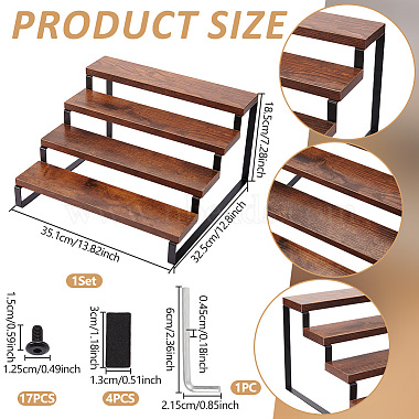 Rectangle 4 Layer Wood & Iron Storage Rack(AJEW-WH0410-194)-3