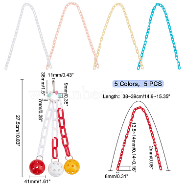 ahandmaker 5 цветные овальные цепочки из АБС-пластика(KY-GA0001-05)-2