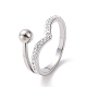 Crystal Rhinestone Wave with Round Ball Finger Ring(RJEW-D120-11P)-1