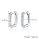 Pendientes de aro ovalados de plata de ley 925 con baño de rodio y diamantes de imitación(IL6021-2)-2