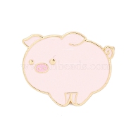 Cartoon Pig Enamel Pins, Zinc Alloy Brooches for Backpack Clothes, Pink, Golden, 24.5x30mm(JEWB-S032-04G-B)