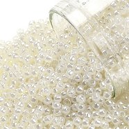 TOHO Round Seed Beads, Japanese Seed Beads, (663) Cream Opal Luster, 11/0, 2.2mm, Hole: 0.8mm, about 1111pcs/bottle, 10g/bottle(SEED-JPTR11-0663)