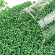 TOHO Round Seed Beads, Japanese Seed Beads, (167F) Transparent AB Frost Peridot, 15/0, 1.5mm, Hole: 0.7mm, about 15000pcs/50g(SEED-XTR15-0167F)