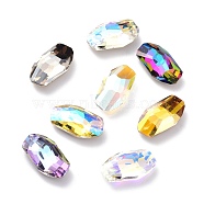 Glass Rhinestone Cabochons, Pointed Back & Back Plated, Faceted, Oval, Mixed Color, 14.5x8.5x5mm(RGLA-P034-03A)