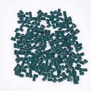 Baking Paint Glass Flat Beads, Rectangle, Dark Slate Gray, 4~7x3~4x2.5mm, Hole: 0.8mm, about 2500pcs/bag(SEED-S023-12E)