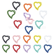 PandaHall Elite 20Pcs 10 Colors Spray Painted Alloy Spring Gate Rings, Snap Clasps Ring, Cadmium Free & Nickel Free & Lead Free, Heart, Mixed Color, 31x29x4mm, Hole: 3mm, 2pcs/color(KEYC-PH0001-47)
