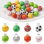 Ball Style Food Grade Eco-Friendly Silicone Focal Beads, Chewing Beads For Teethers, DIY Nursing Necklaces Making, Mixed Color, 15mm, Hole: 1.5mm, 8 styles, 2pcs/style, 16pcs/set(SIL-YW0001-10)