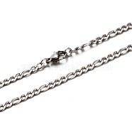 304 Stainless Steel Figaro Chain Necklaces, with Lobster Claw Clasps, Faceted, Stainless Steel Color, 23.6 inch(59.9cm)(NJEW-P047-47)