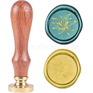 Wax Seal Stamp Set, Sealing Wax Stamp Solid Brass Head,  Wood Handle Retro Brass Stamp Kit Removable, for Envelopes Invitations, Gift Card, Flower Pattern, 83x22mm(AJEW-WH0208-091)