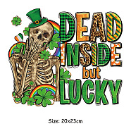 Saint Patrick's Day Theme PET Sublimation Stickers, Heat Transfer Film, Iron on Vinyls, for Clothes Decoration, Skull, 200x230mm(PW-WG34539-11)