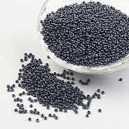 12/0 Grade A Round Glass Seed Beads, Iris Round Beads, Gunmetal Plated, 2x1.5mm, Hole: 0.5mm, about 5000pcs/50g(X-SEED-A022-F12-607)