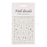 PET Christmas Laser Nail Art  Sticker, Self-adhesive, 3D Design, For Nail Tips Decorations, Mixed Christmas Theme Pattern, Silver, 10.4x8x0.02cm(MRMJ-B003-07S)