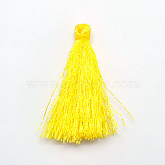 Polyester Tassel Pendant Decorations, Yellow, 37~43x5mm, about 200pcs/bag(FIND-L001-05)