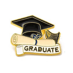 Graduation Cap with Word Graduate Enamel Pin, Golden Alloy Brooch for Clothes Backpack, Black, 25.5x31x1mm(JEWB-I022-03A)