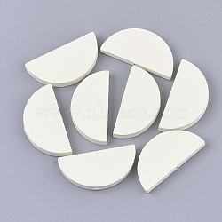 Spray Painted Natural Wood Beads, Half Round, White, 10x20x4~5mm, Hole: 1.4mm(WOOD-N004-B-01)