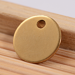 Ion Plating(IP) 304 Stainless Steel Stamping Blank Tag Flat Round Charms, Golden, 8x0.8mm, Hole: 1.2mm(STAS-L159-08G)