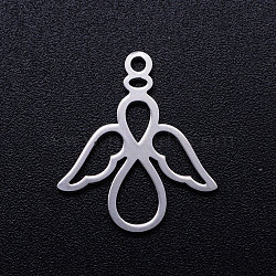 201 Stainless Steel Pendants, Angel, Stainless Steel Color, 18x16x1mm, Hole: 1.4mm(STAS-Q201-JN313-1)